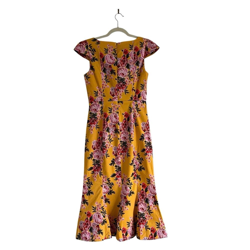 Anthropologie Maeve Cecily Yellow Floral Sweetheart Midi Dress S Romantic Retro - Picture 4 of 11